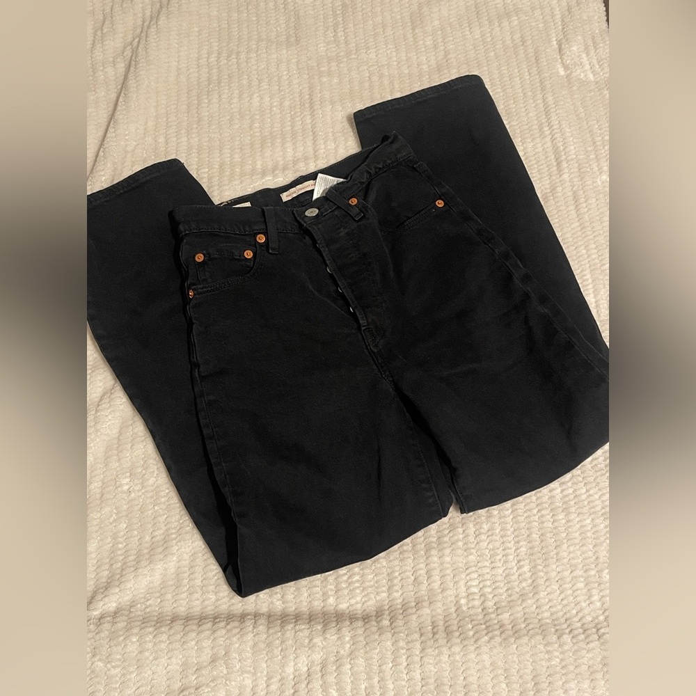 Levi's Black Ribcage Ankle Jeans W24 L27 - Picture 2 of 7